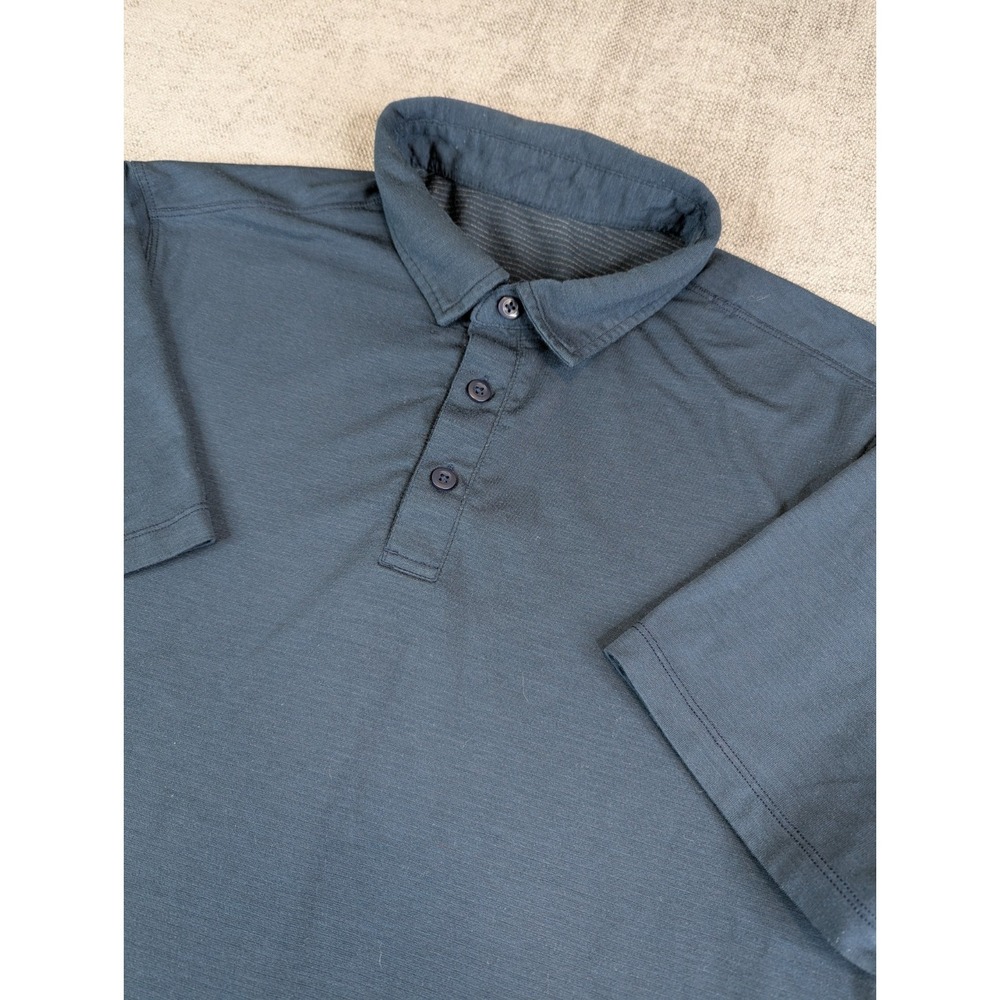 Lululemon Polo Shirt Men Blue Short Sleeve Performance Commission - Approx Small